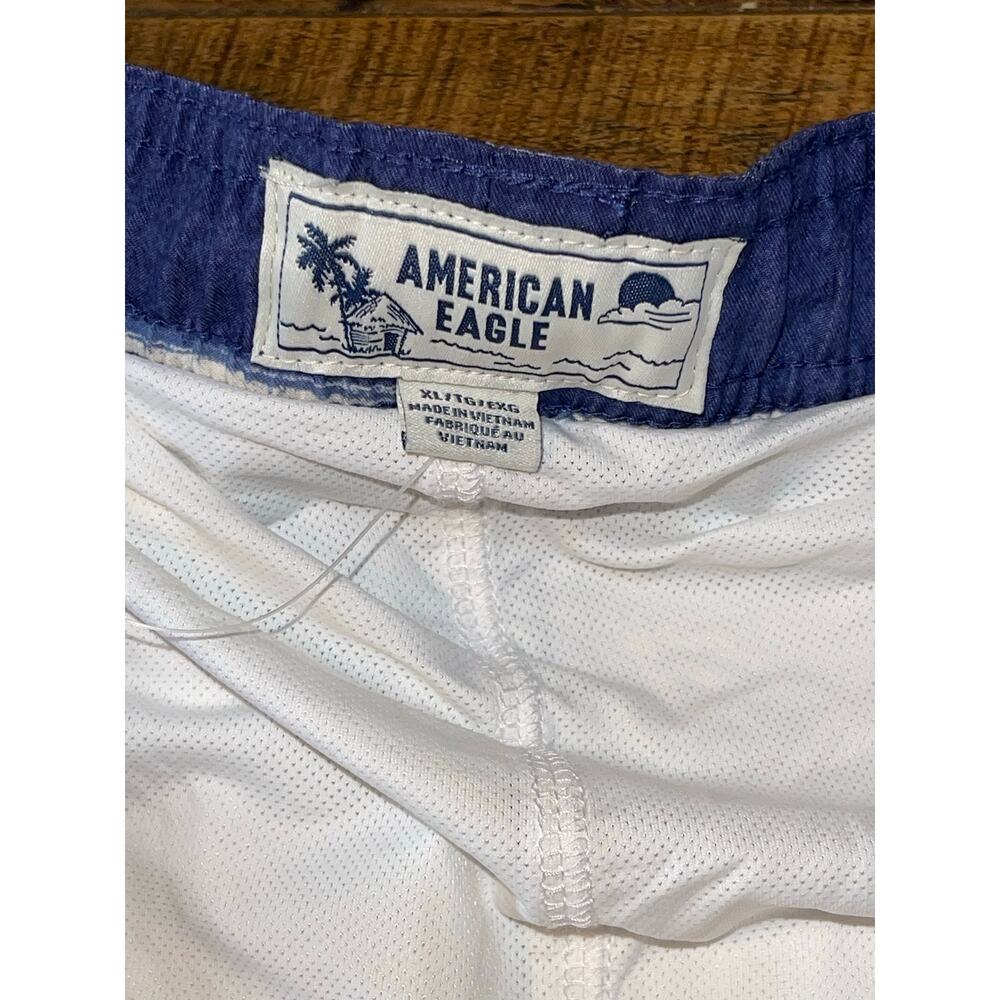 NWT Mens American Eagle Blue White‎ Above the Knee 5.5" Swimming Trunks Size XL - Picture 2 of 8